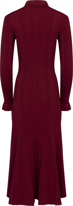 Ribbed Knit Midi Dress - Burgundy
