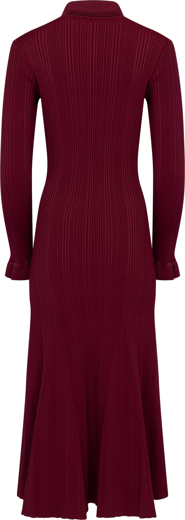 Ribbed Knit Midi Dress - Burgundy