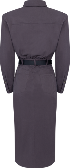 Cotton Belted Midi Dress - Brown