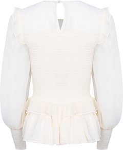 Nanna Chiffon Smock Blouse - Creme