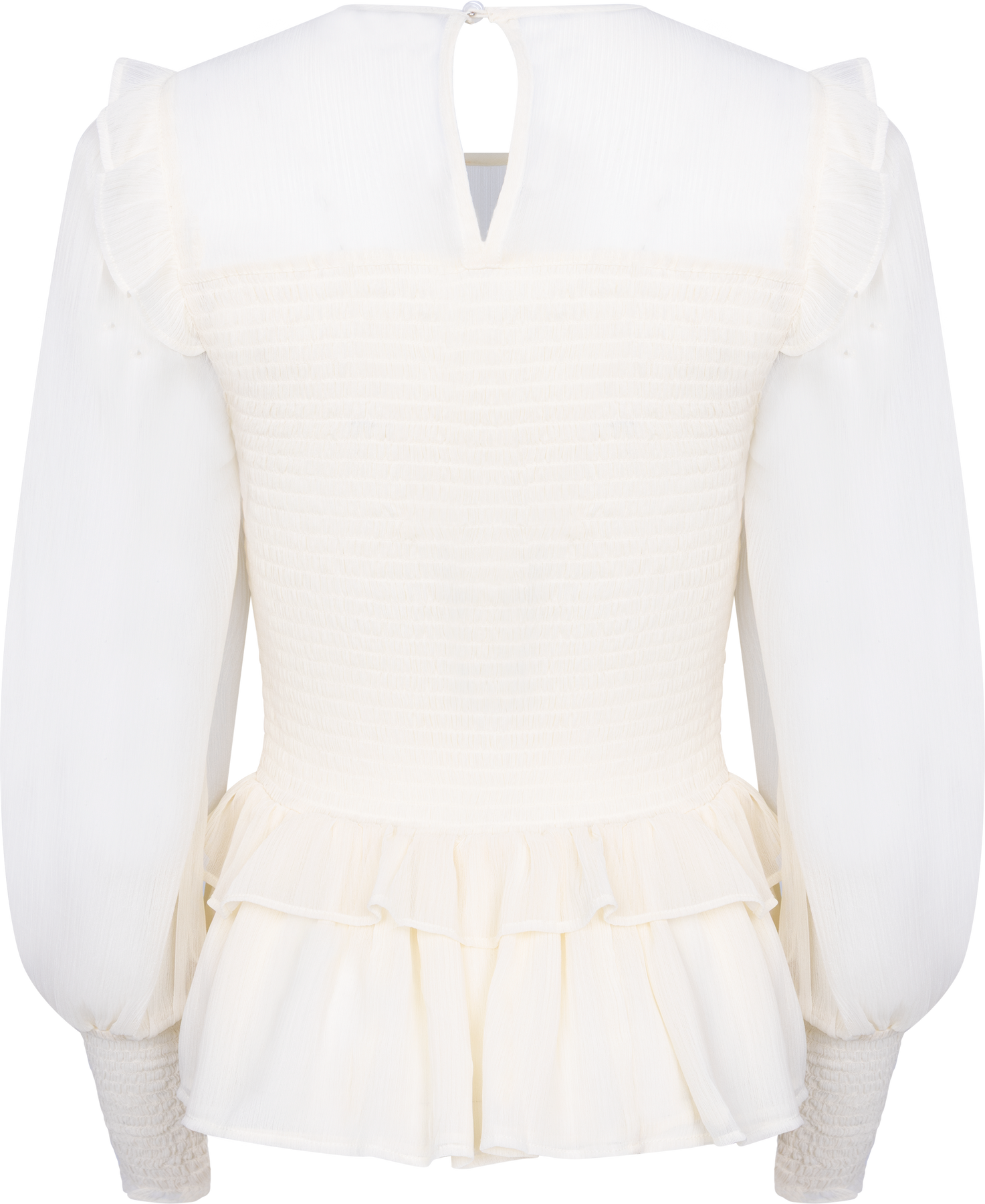 Nanna Chiffon Smock Blouse - Creme
