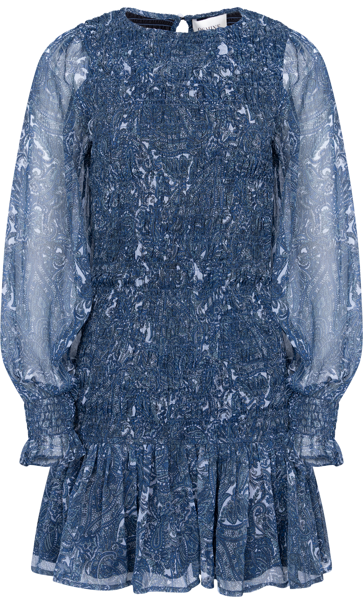 Rira Smock Chiffon Dress - Blue Paisley
