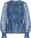 Rira Smock Chiffon Blouse - Blue Paisley