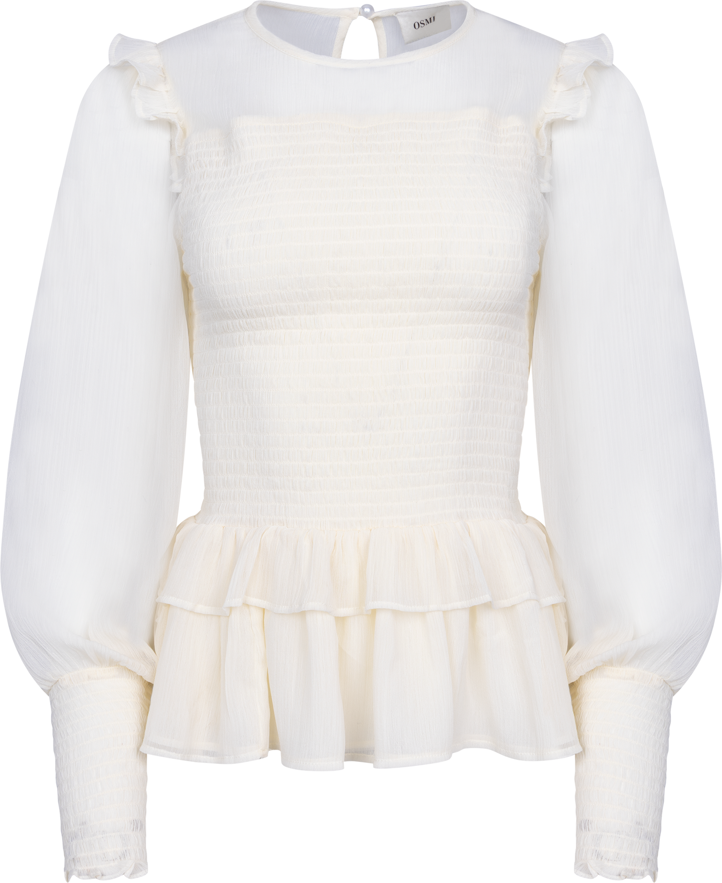 Nanna Chiffon Smock Blouse - Creme