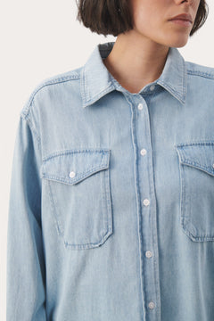 CollettePW SH - Whiteish Blue Denim
