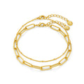 Chain Link & Satellite 2-Row Bracelet - Pale Gold