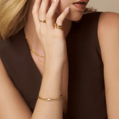 Fine Wave Bangle - Pale Gold