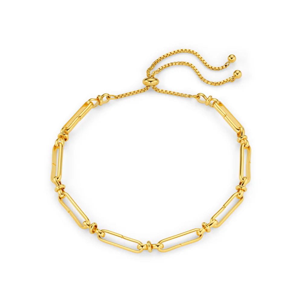 Long Link Chain Slider Bracelet - Gold