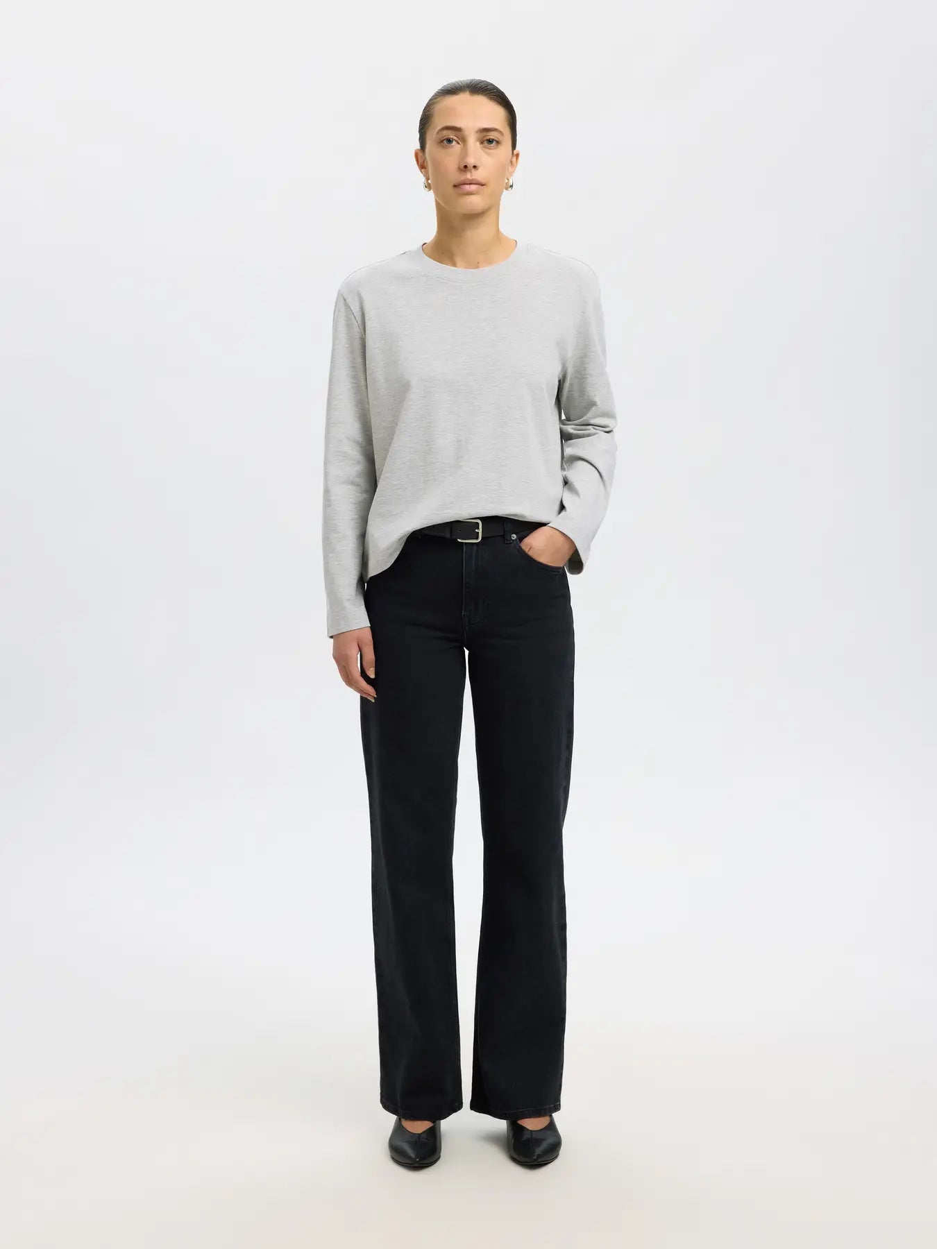 Essential Ls Boxy Tee - Light Grey Melange