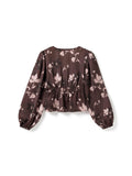 N-Lilith Ls Top - Dena Burgundy Print