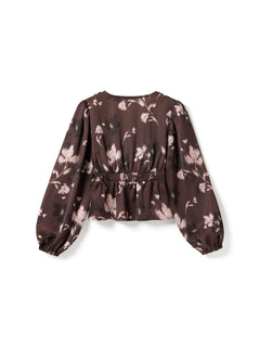 N-Lilith Ls Top - Dena Burgundy Print