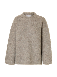 Gabriella Ls Knit New O-Neck - Steel Gray Melange