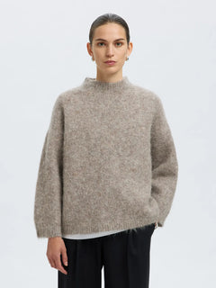 Gabriella Ls Knit New O-Neck - Steel Gray Melange