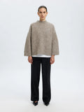 Gabriella Ls Knit New O-Neck - Steel Gray Melange