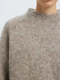 Gabriella Ls Knit New O-Neck - Steel Gray Melange