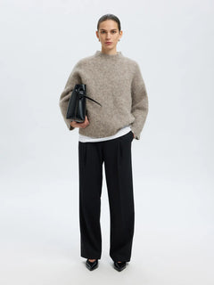 Gabriella Ls Knit New O-Neck - Steel Gray Melange