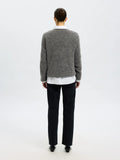 Sia Ras Ls Knit Long V-Neck - Medium Grey Melange