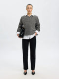 Sia Ras Ls Knit Long V-Neck - Medium Grey Melange