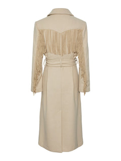Yasfrida Fringe Wool Mix Coat S. - Fog