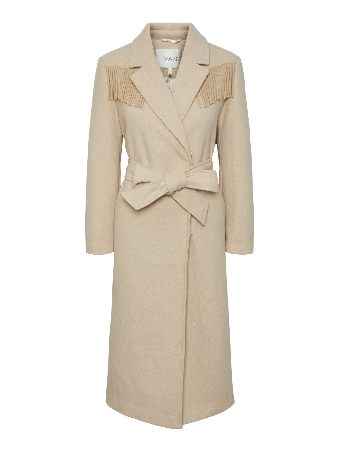 Yasfrida Fringe Wool Mix Coat S. - Fog