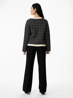 Yaslivia Ls Short Knit Cardigan - Black Birch