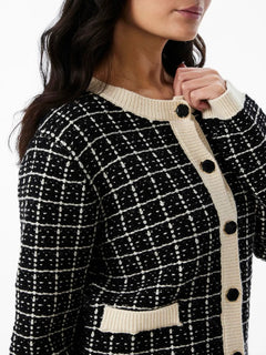 Yaslivia Ls Short Knit Cardigan - Black Birch