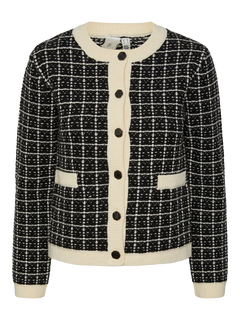 Yaslivia Ls Short Knit Cardigan - Black Birch