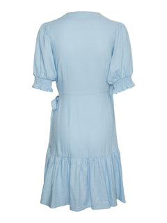Flaxy Ss Wrap Dress - Clear Sky