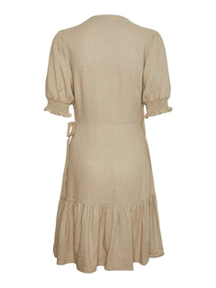 Flaxy Ss Wrap Dress - Birch