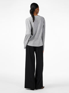 Yasemilie Ls Cardigan Knit - Light Grey Melange