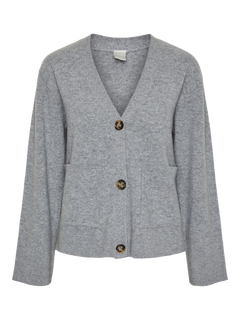 Yasemilie Ls Cardigan Knit - Light Grey Melange
