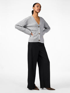 Yasemilie Ls Cardigan Knit - Light Grey Melange