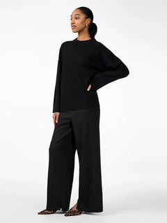 Yasemilie O-Neck Knit Pullover - Black