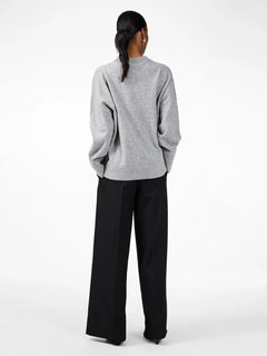 Yasemilie O-Neck Knit Pullover - Light Grey Melange