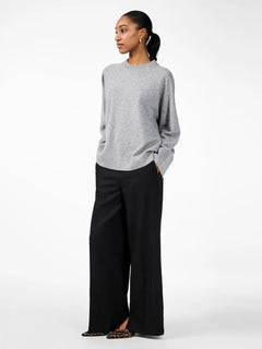 Yasemilie O-Neck Knit Pullover - Light Grey Melange