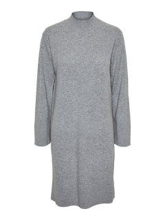 Yasemilie Ls Funnel Knit Dress - Light Grey Melange