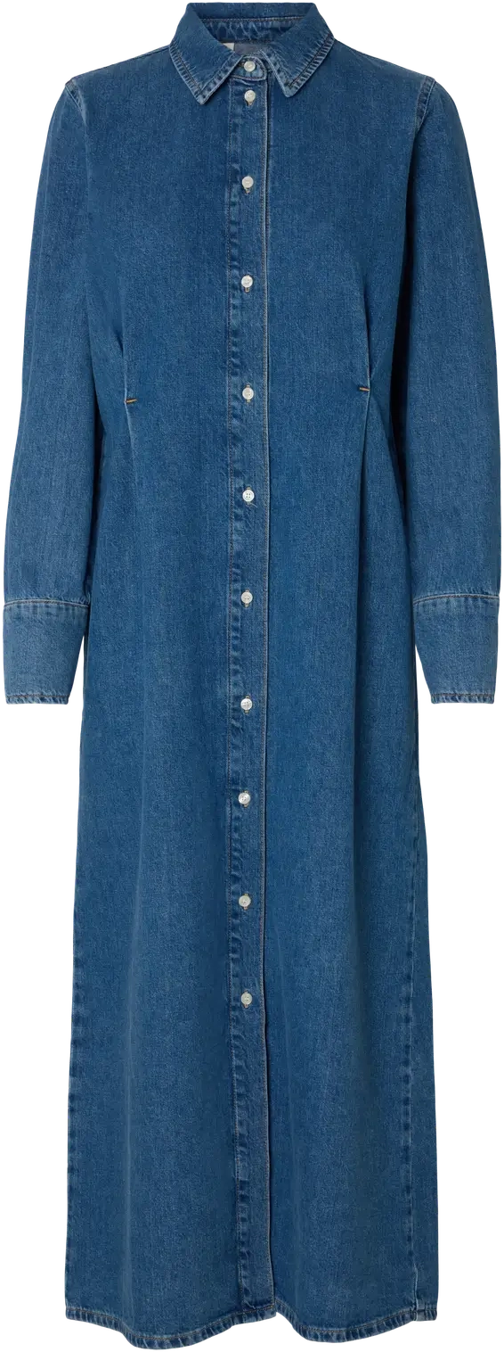 Regular Agathe Long Denim Dress - Medium Blue Denim
