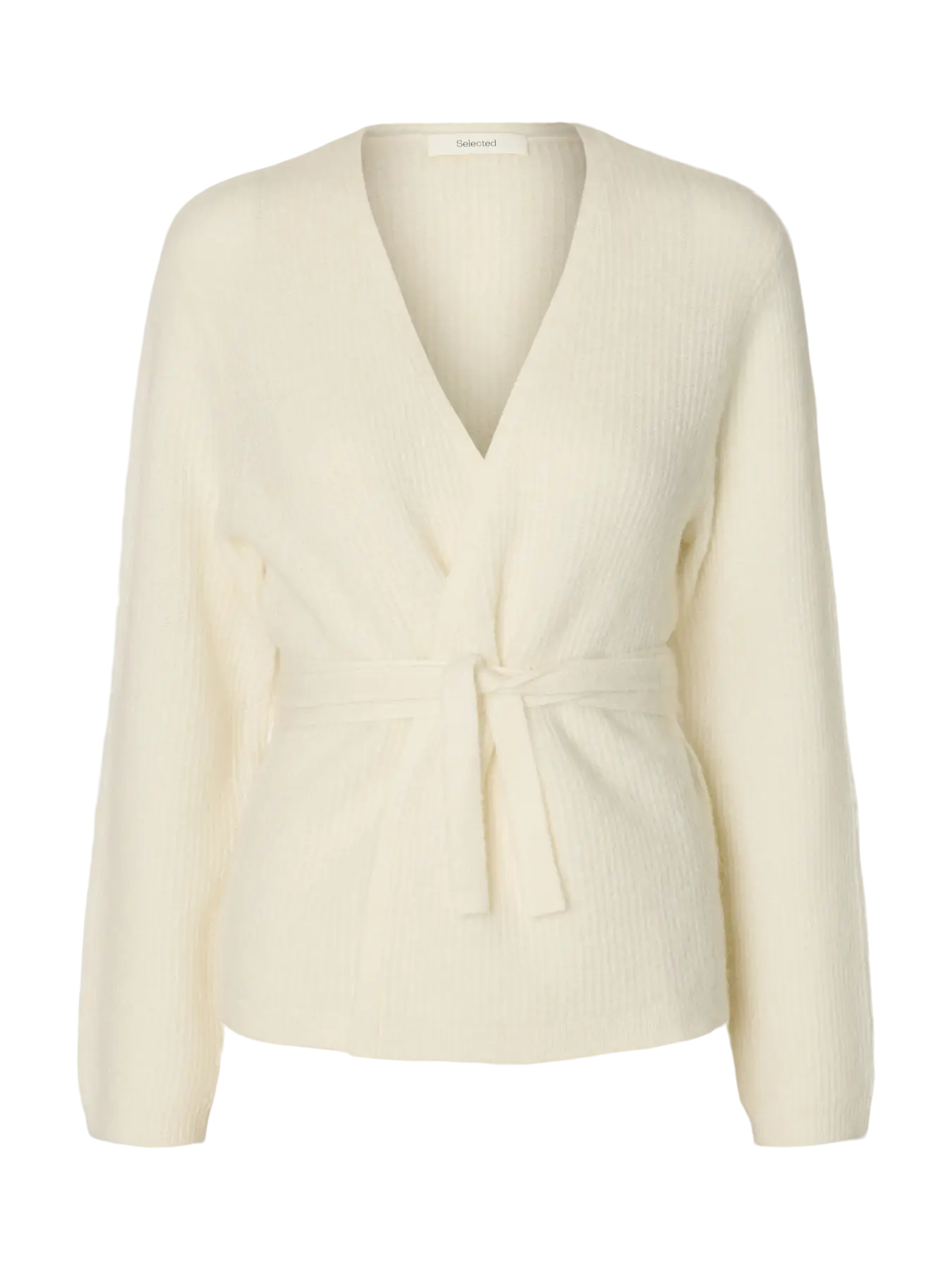 Lulu Ls Knit Wrap Cardigan - Snow White Melange
