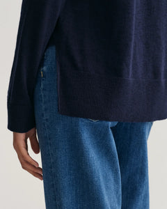 Linen-Blend V-Neck - Evening Blue