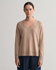 Linen-Blend V-Neck - Horn Beige