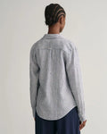 Reg Linen Stripe Shirt - Evening Blue