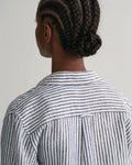Reg Linen Stripe Shirt - Evening Blue
