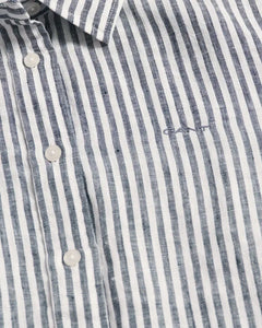 Reg Linen Stripe Shirt - Evening Blue