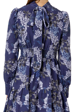 Laila Cotton Bow Dress - Violet Big Flower