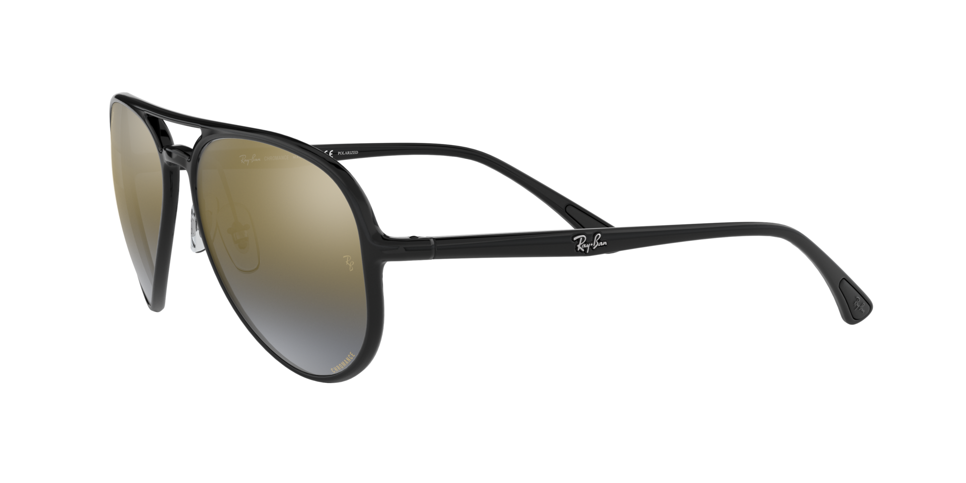 RB4320CH - Black - Blue Mirror Gold Gradient