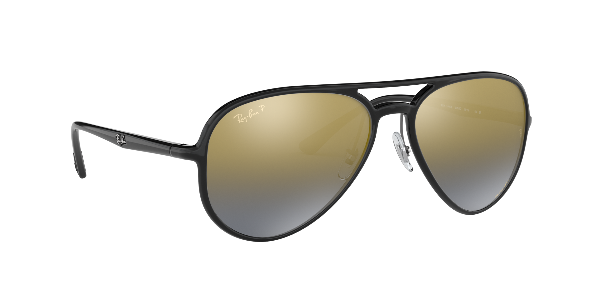 RB4320CH - Black - Blue Mirror Gold Gradient