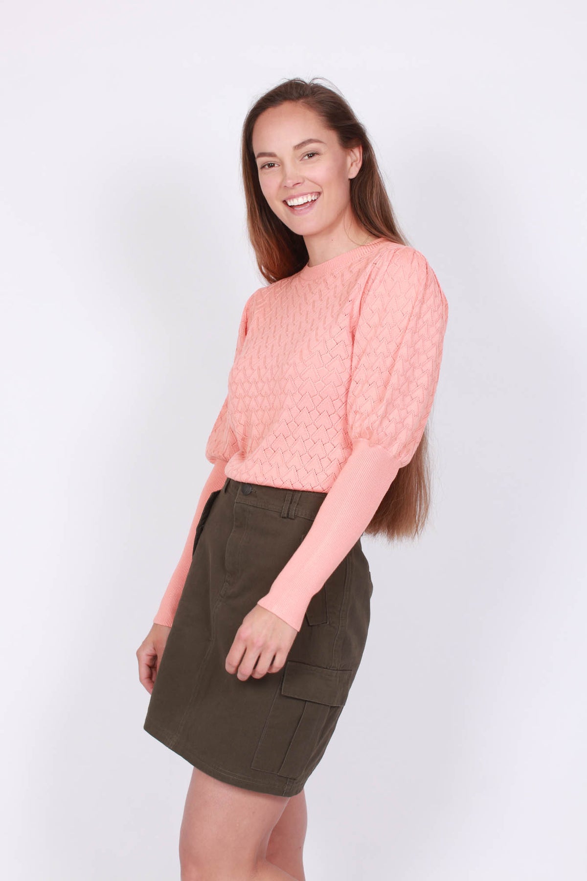 Light Pointelle Knit - Coral Pink - MAUD - Gensere - VILLOID.no