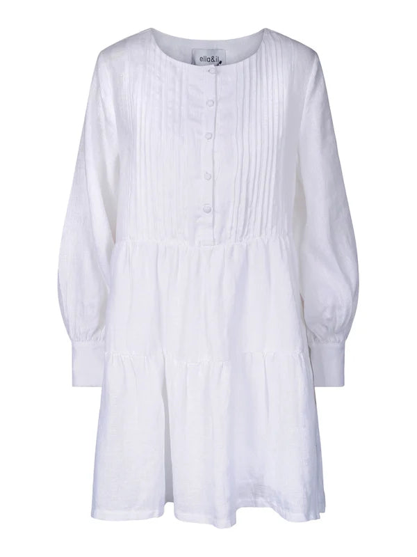 Aria Linen Dress - White