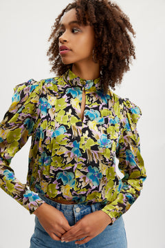 FloriaGZ Blouse - Blue Green Multi Floral