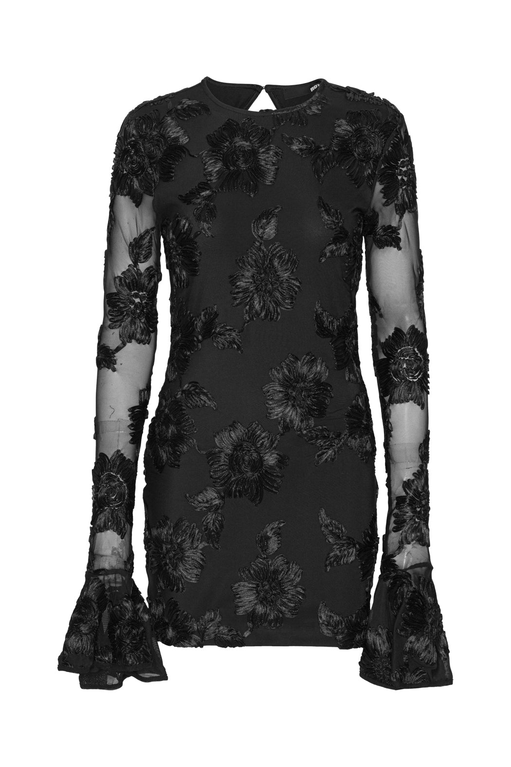 3D Mesh Tight Mini Dress - Black